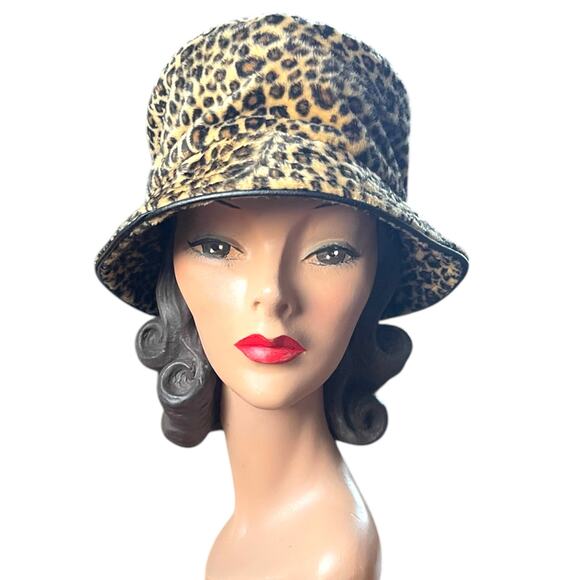 Vintage Betmar New York Leopard Bucket Hat Faux Fur - Picture 4 of 8